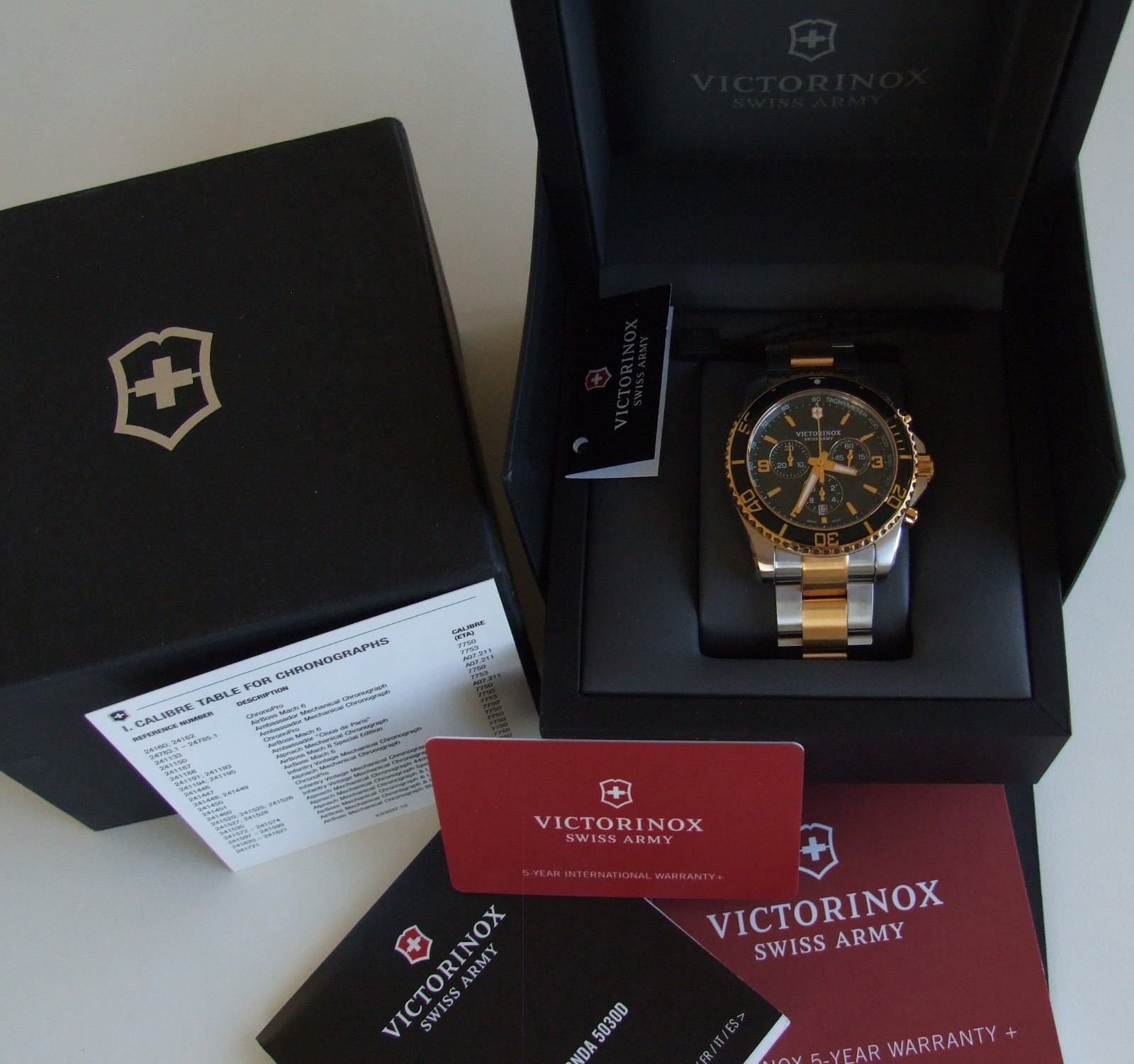 VictorINOX SWISS ARMY~MAVERICK GS GREEN/GOLD CHRONOGRAPH~Ratchet Bezel~43mm~LNEW