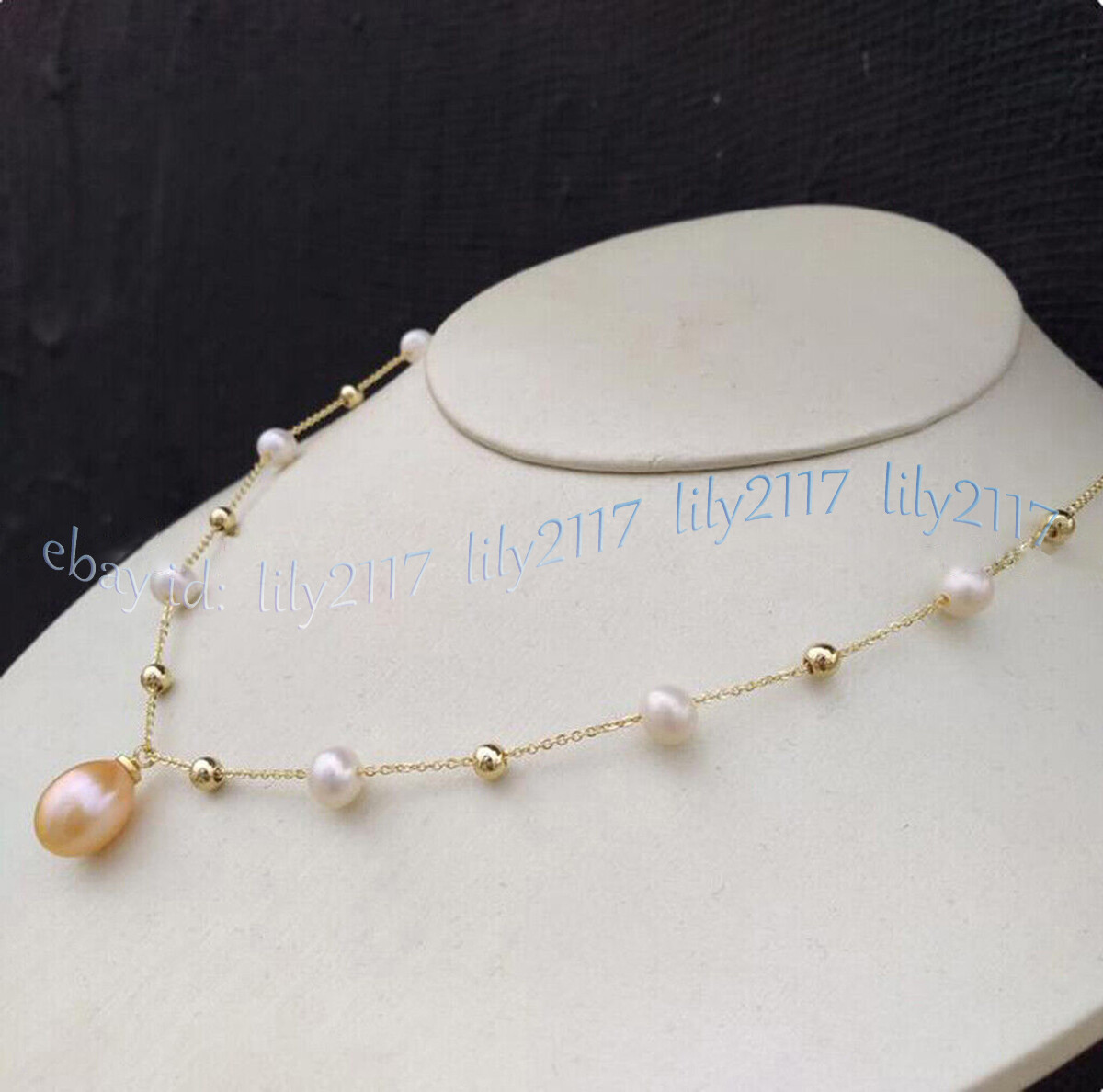 Stunning Real Natural South Sea White Pink Baroque Pearl Pendant Necklace 18”