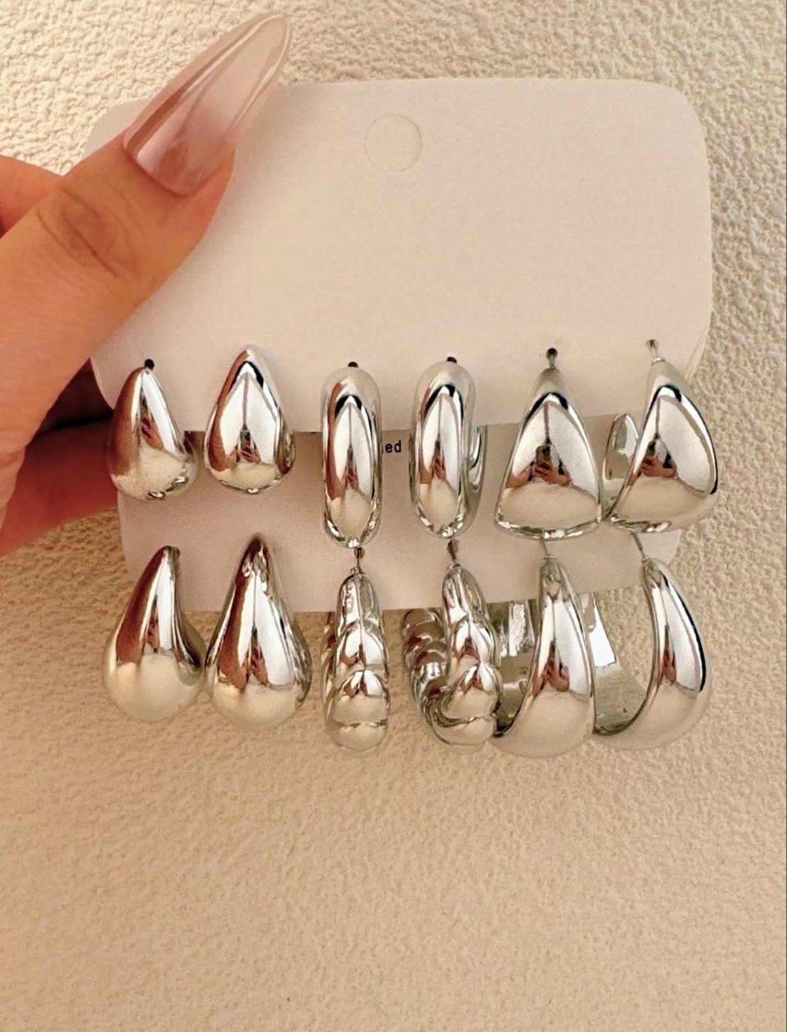 Women 2Pcs Gold Hoop Earrings Fashion Simple Solid Color Niche Design