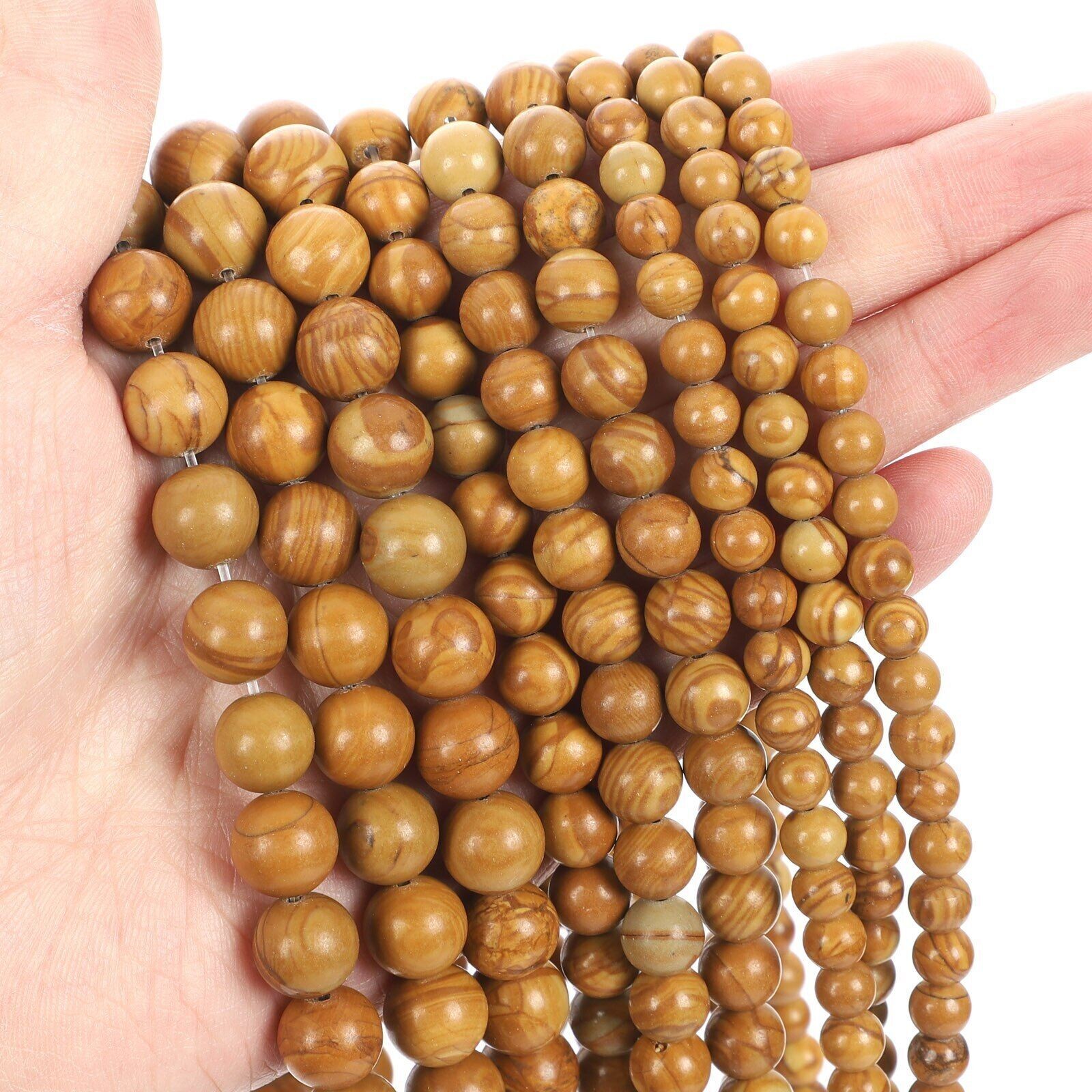 Natural-Gemstone Round Spacer Loose Beads Jewelry Making 4mm 6mm 8mm 10mm 12mm