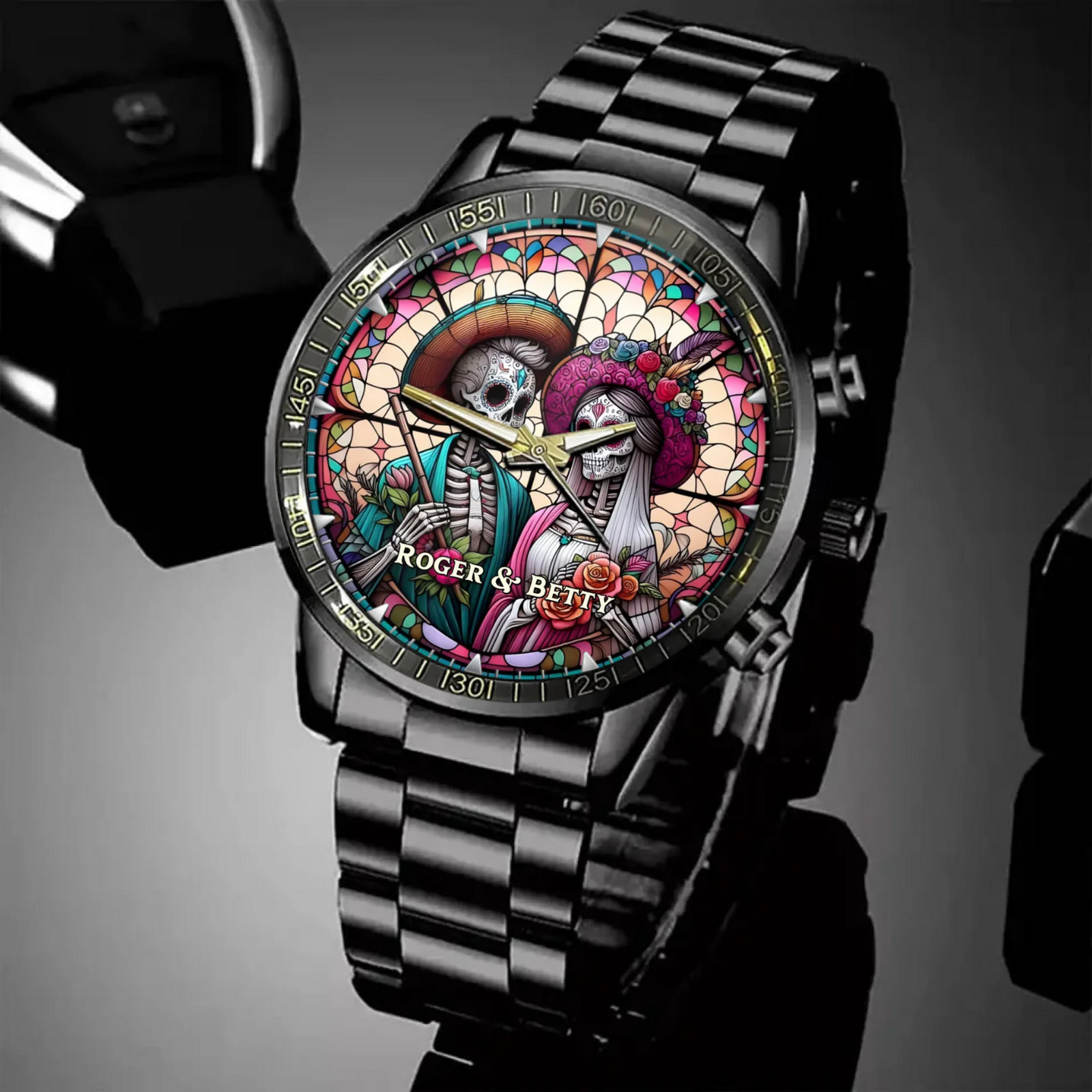 Romantic Gothic Couple Watch – Personalized Love Keepsake