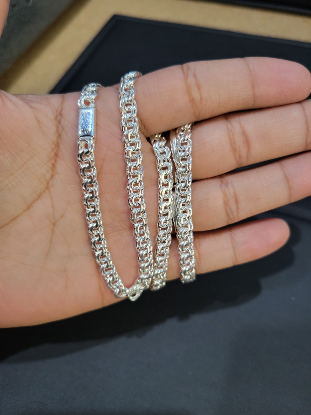 925 sterling silver Chino Link 22″ 5mm Chain Simple Lock 29.6g Solid Cadena