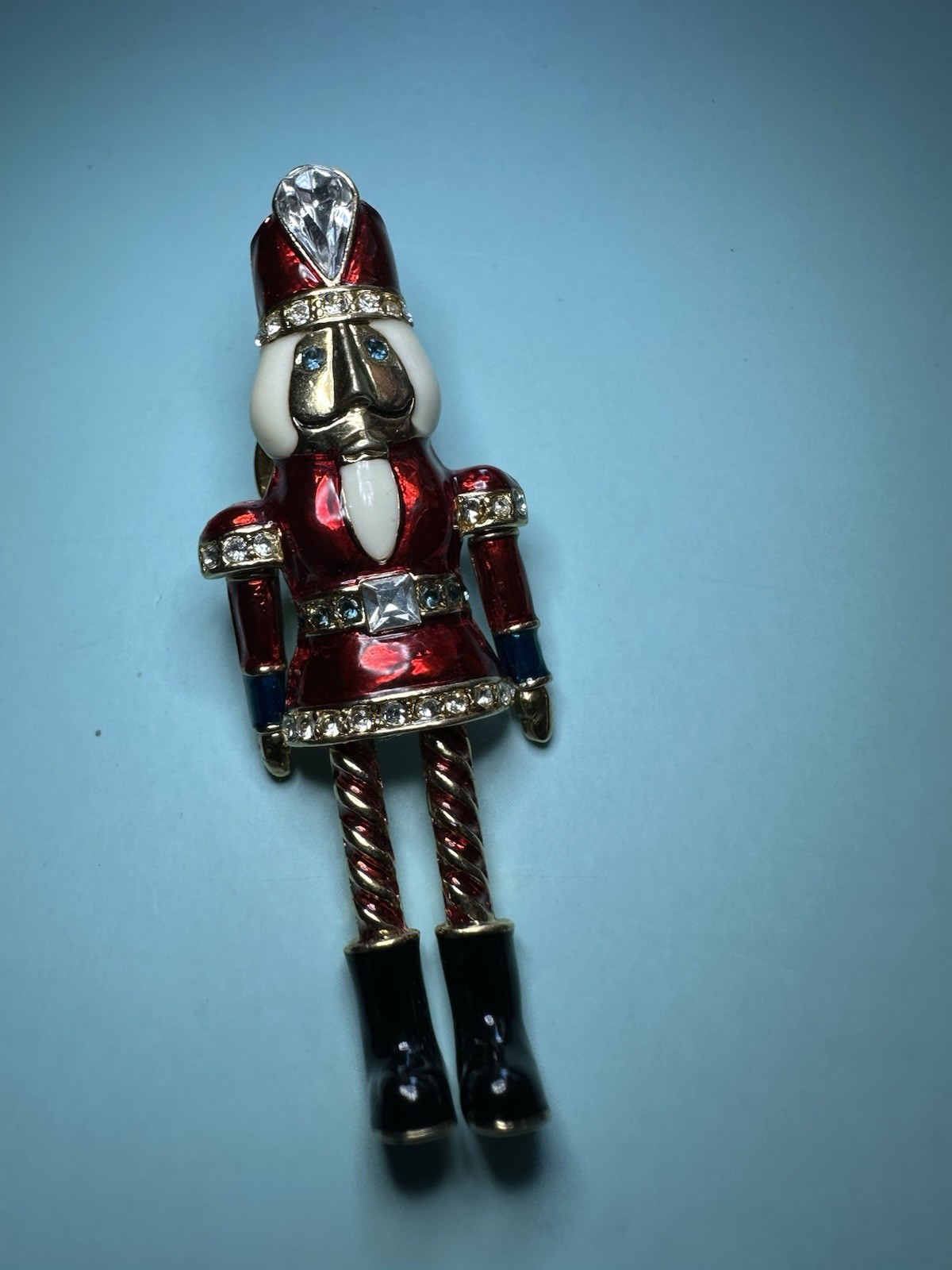 Vintage Avon Articulated Brooch Pin Nutcracker Toy Soldier Rhinestone Enamel