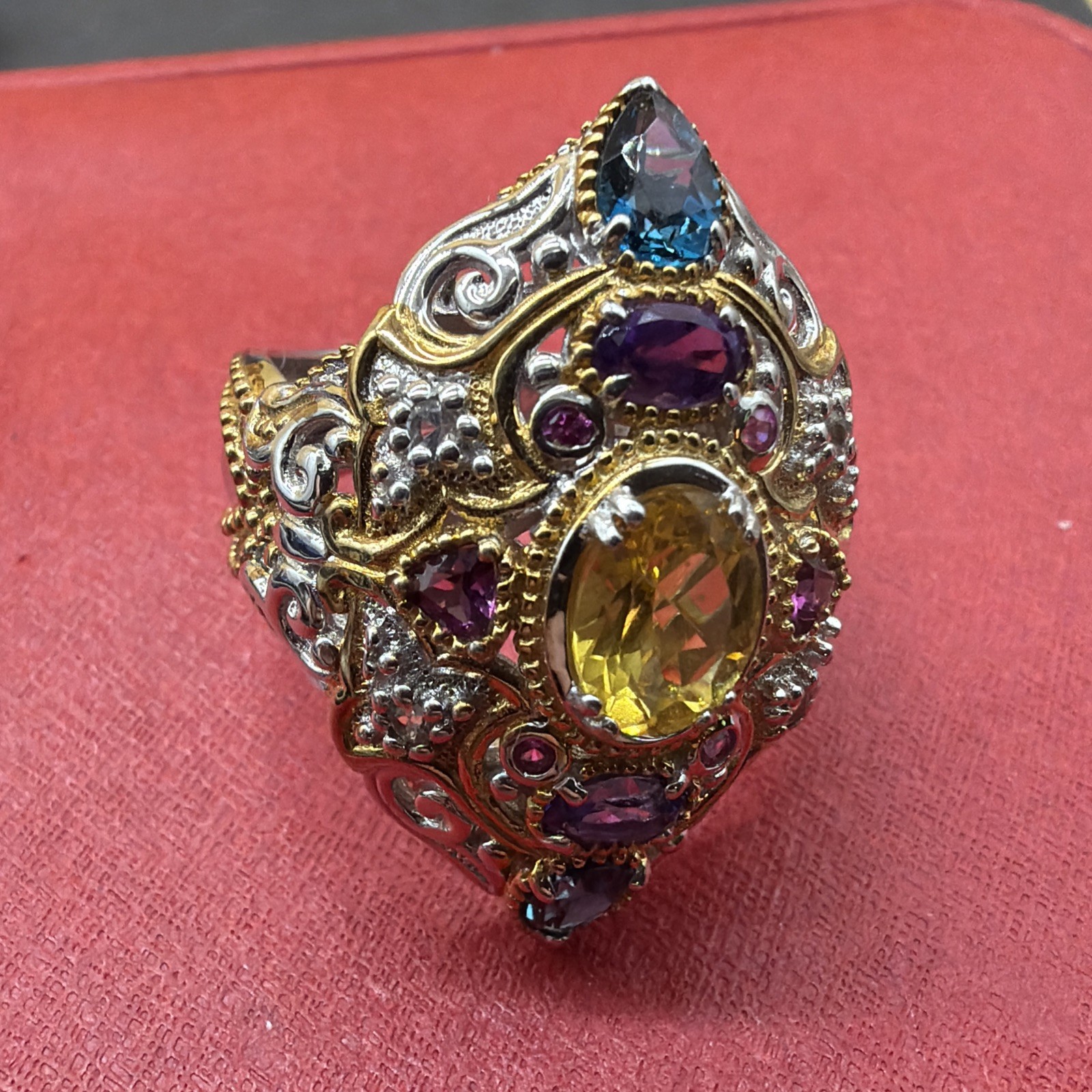 MICHAEL VALITUTTI GEMS en Vogue NH Ouro Verde Quartz Ring Sz9!