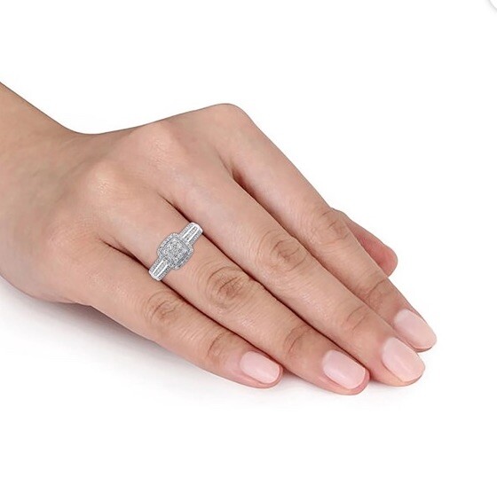 Brilliance Fine Jewelry Sterling Silver 1/2 CT Lab Grown Diamond Engagement Ring
