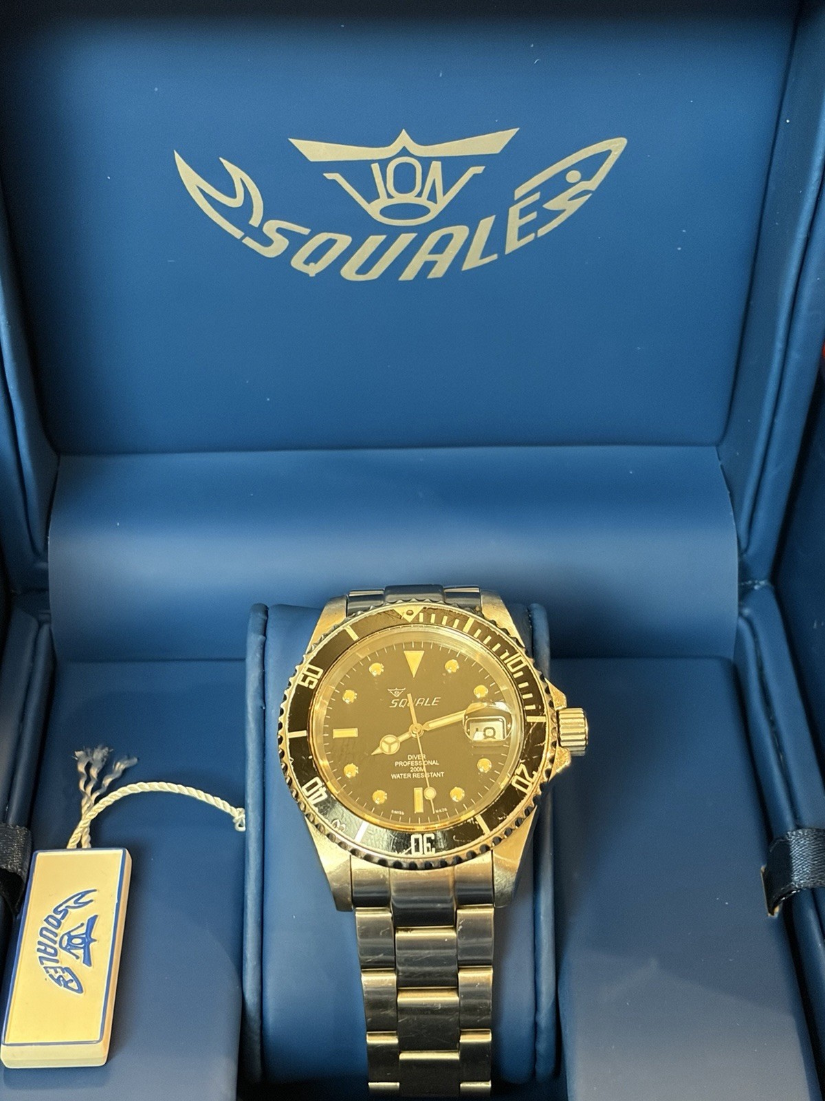 Squale 1545 Swiss Automatic Diver 200m Black Dial Steel Bracelet Date Box