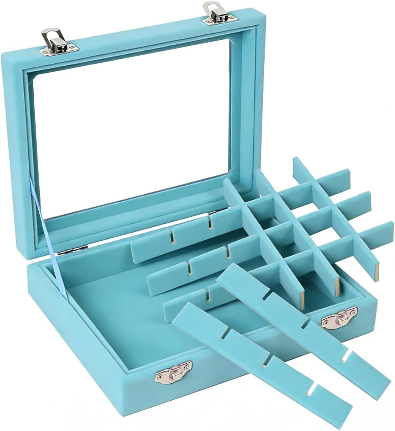 Velvet Jewelry Box 24 Grid Jewelry Earrings Display Organiser Box Ring Tray Hold