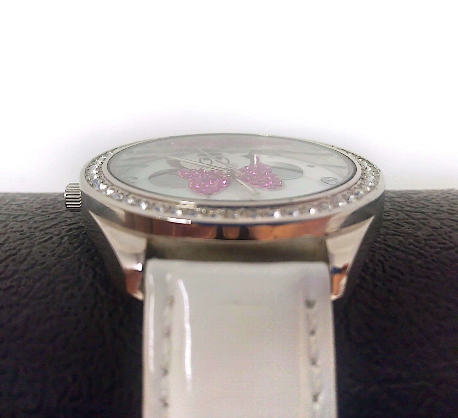 Disney Sparkle Minnie Mouse Ladies White Strap Watch Pink Bow SR626SW