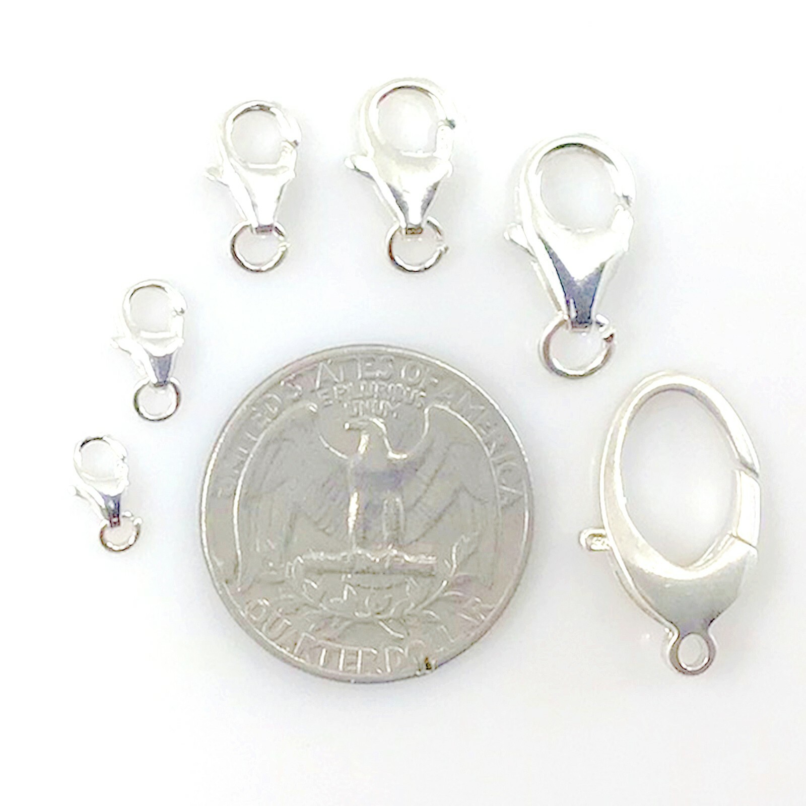 .925 Sterling Silver Lobster Claw Clasp 5mm 6mm 7mm 8mm 9mm Made in USA Findings