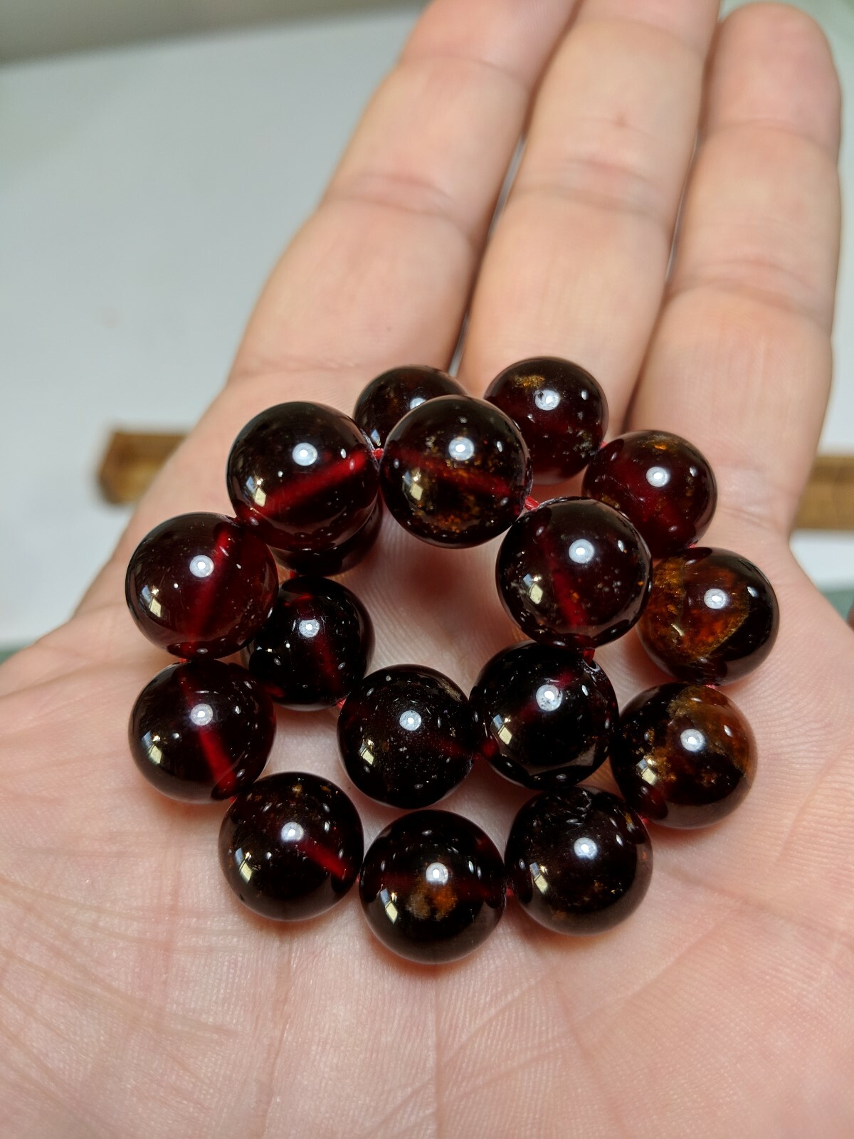Hessonite GARNET bead bracelet MEN Stretch 12mm 7 7.5 8 8.5 inch