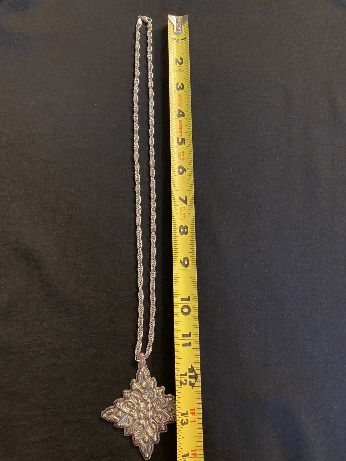 Reed & Barton 925 Sterling Silver 1989 Christmas Cross Rope Necklace 34g 23’’