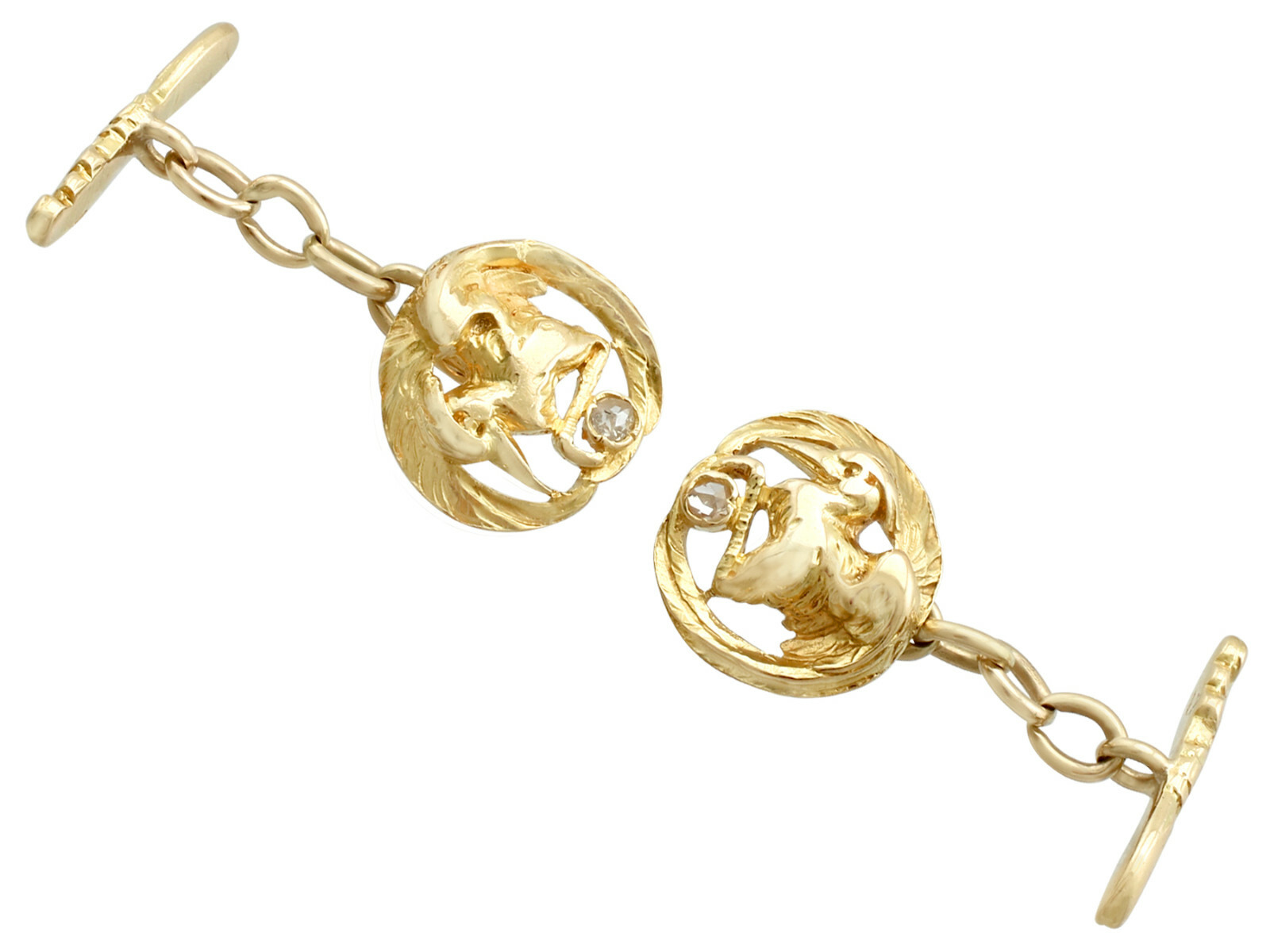 Antique Circa 1900 18k Yellow Gold ‘Bird’ Cufflinks