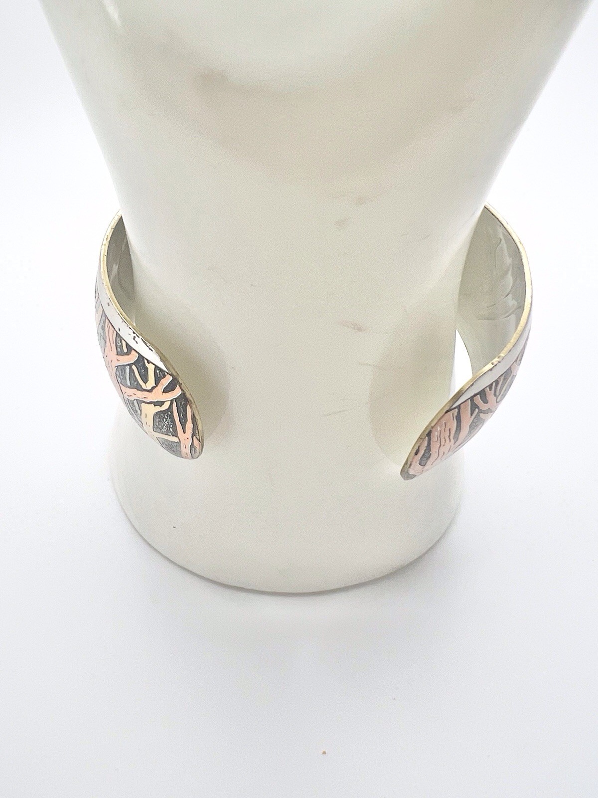 Vintage OWL Spooky REED & BARTON Damascene Cuff Bracelet Dangle Earrings Set