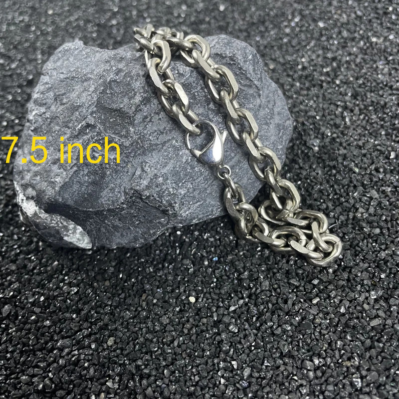 New Pure Titanium Bracelet Angle Chain 7mm Wide Anti Allergic 7.5″ Daily Wear