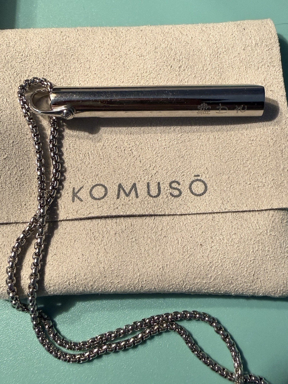 Komuso Classic Shift Breathing Necklace Silver Tone Box Pouch Guide
