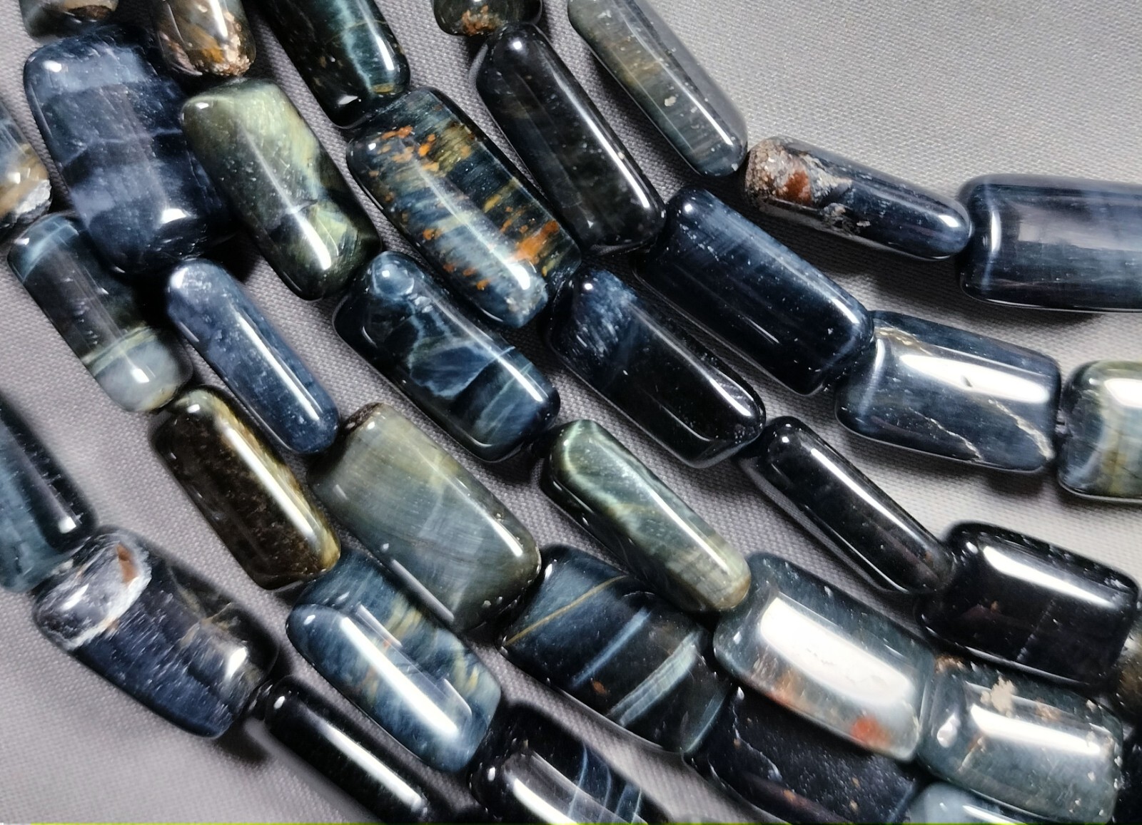 Deep Dark Blue Tiger’s Eye 15x8mm Rectangle Beads 15.5″ TIGEREYE HAWK’S EYE