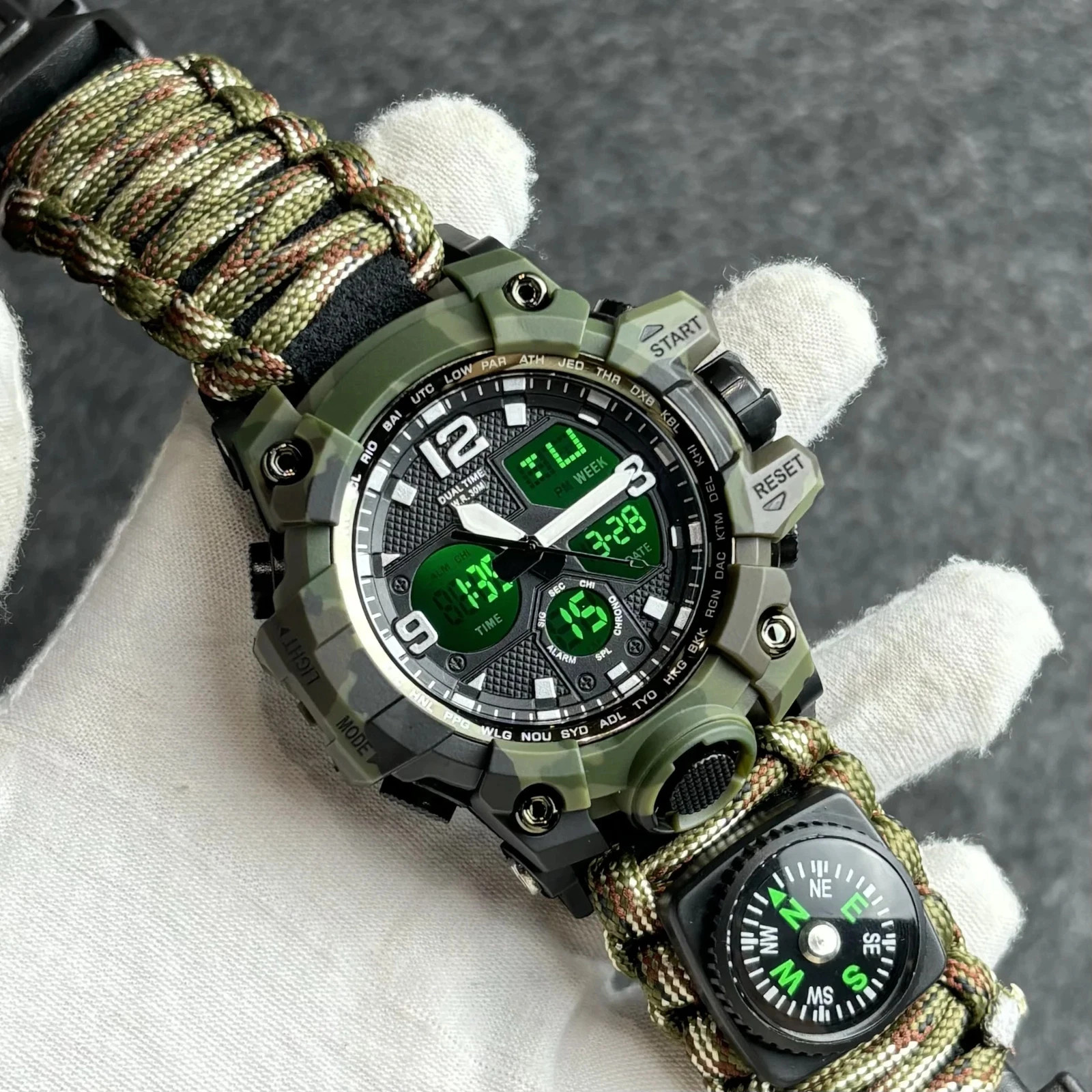 Military Watches Men’s Camouflage LED Digital Watch Outdoor Survival Watch