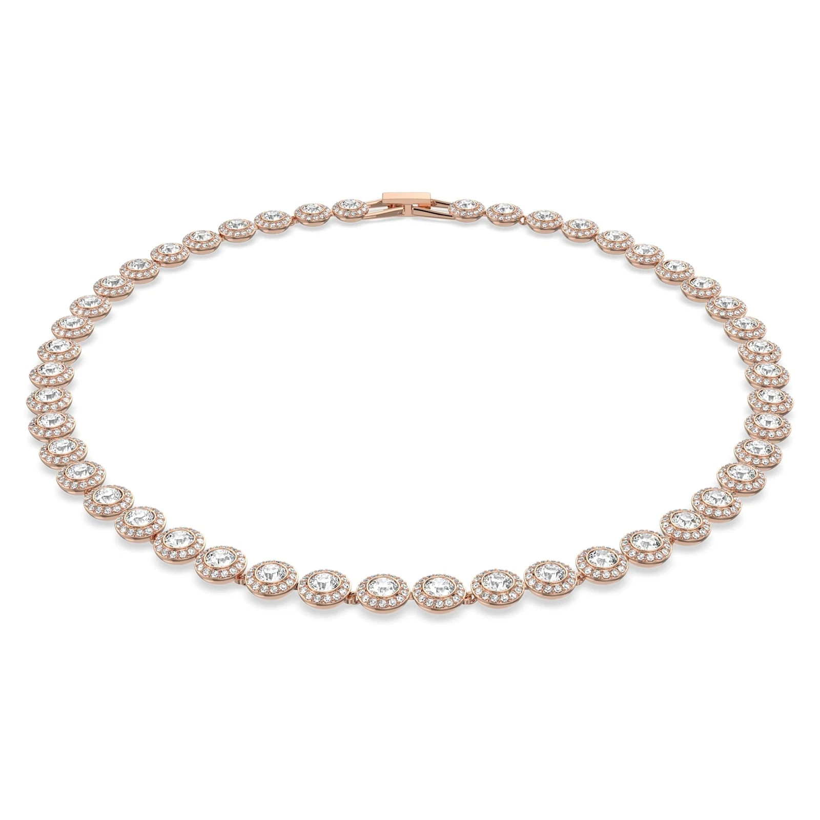 Swarovski Una Angelic Tennis Necklace Round Cut White Rose Gold-tone Plated NEW