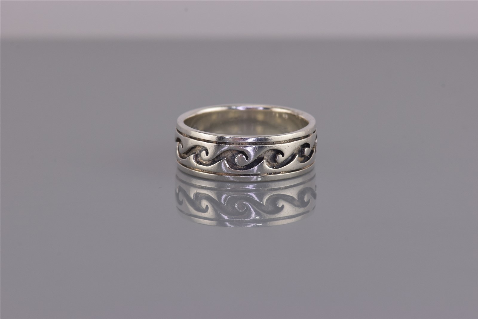 Peter Stone Sterling Silver 6mm Carved Rolling Water Wave Band Ring 925 Sz: 6