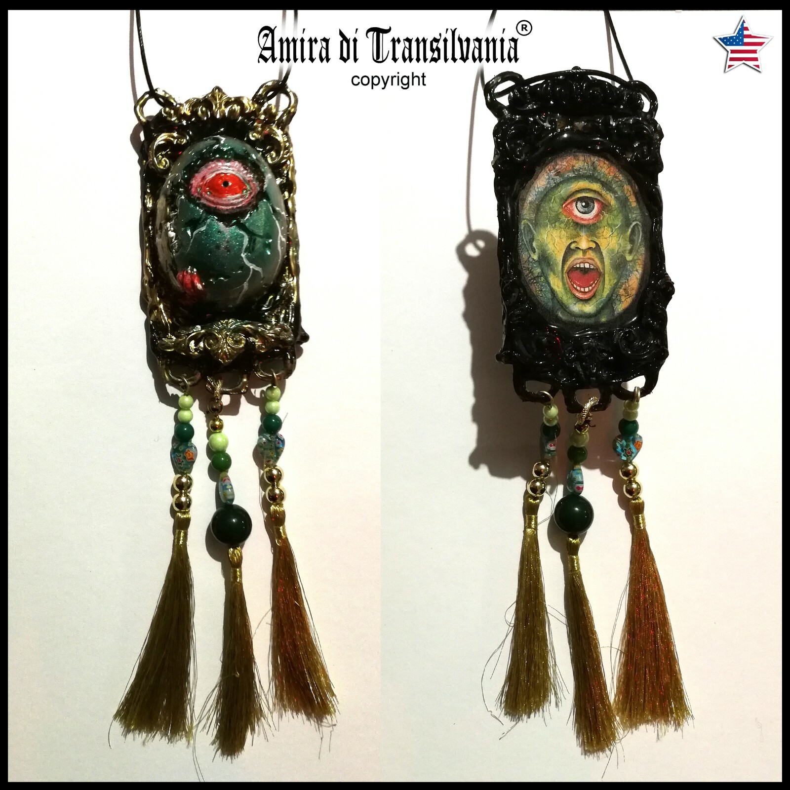 Mythical Creatures Talisman Pendant Magic Amulet Dragon Eyes Egg Cyclops Jewelry