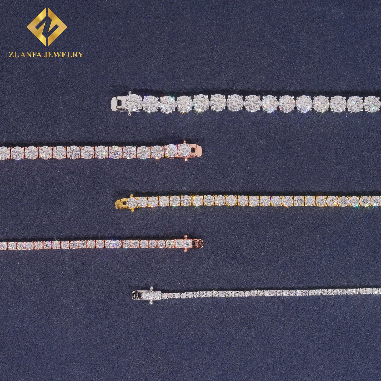 Tennis Bracelet 925 Sterling Silver 18K Gold Plated 2mm Moissanite Tennis Chain