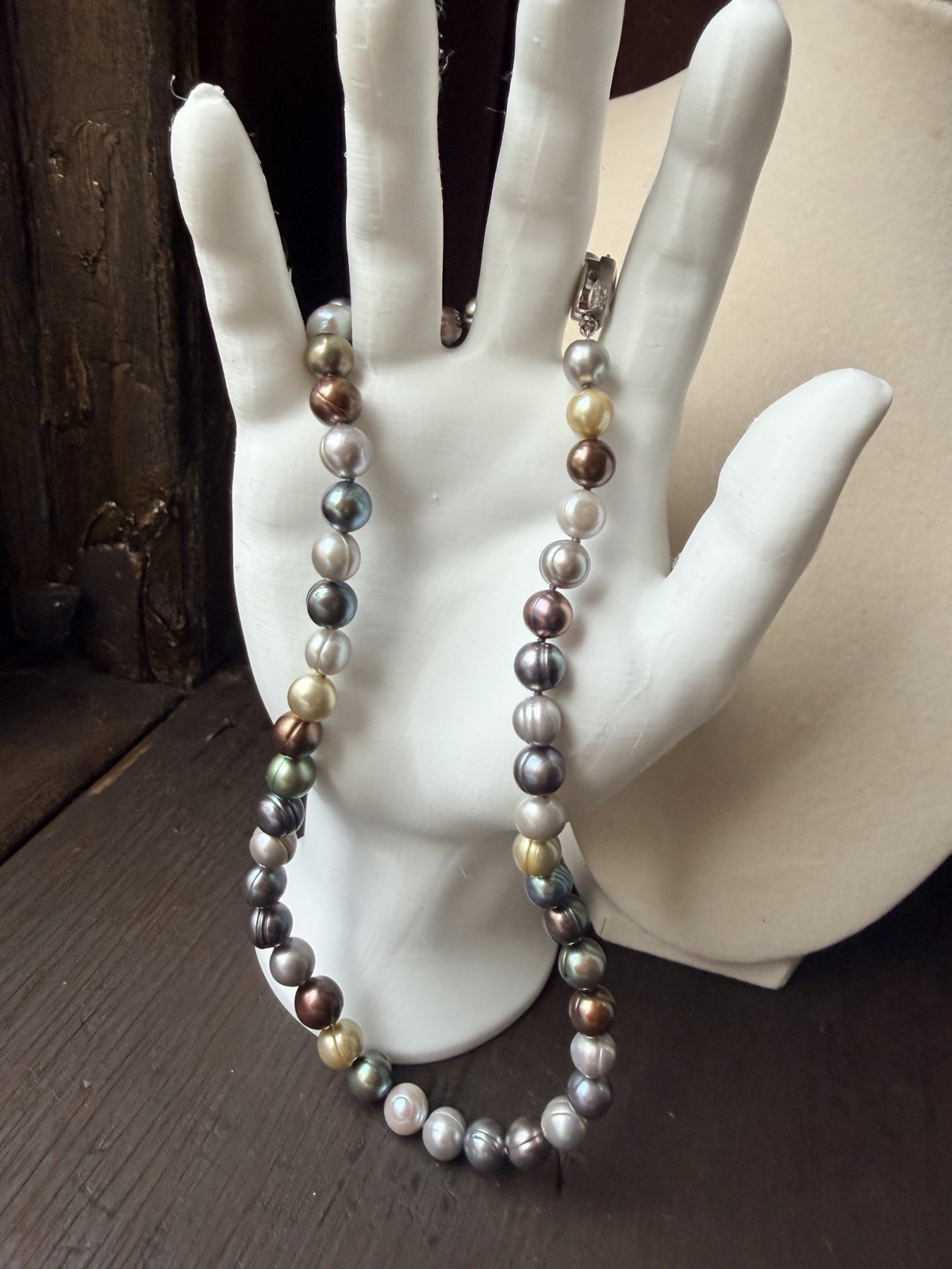 Genuine Multicolor Cultured Freshwater Pearl Necklace 925 Sterling Silver Clasp