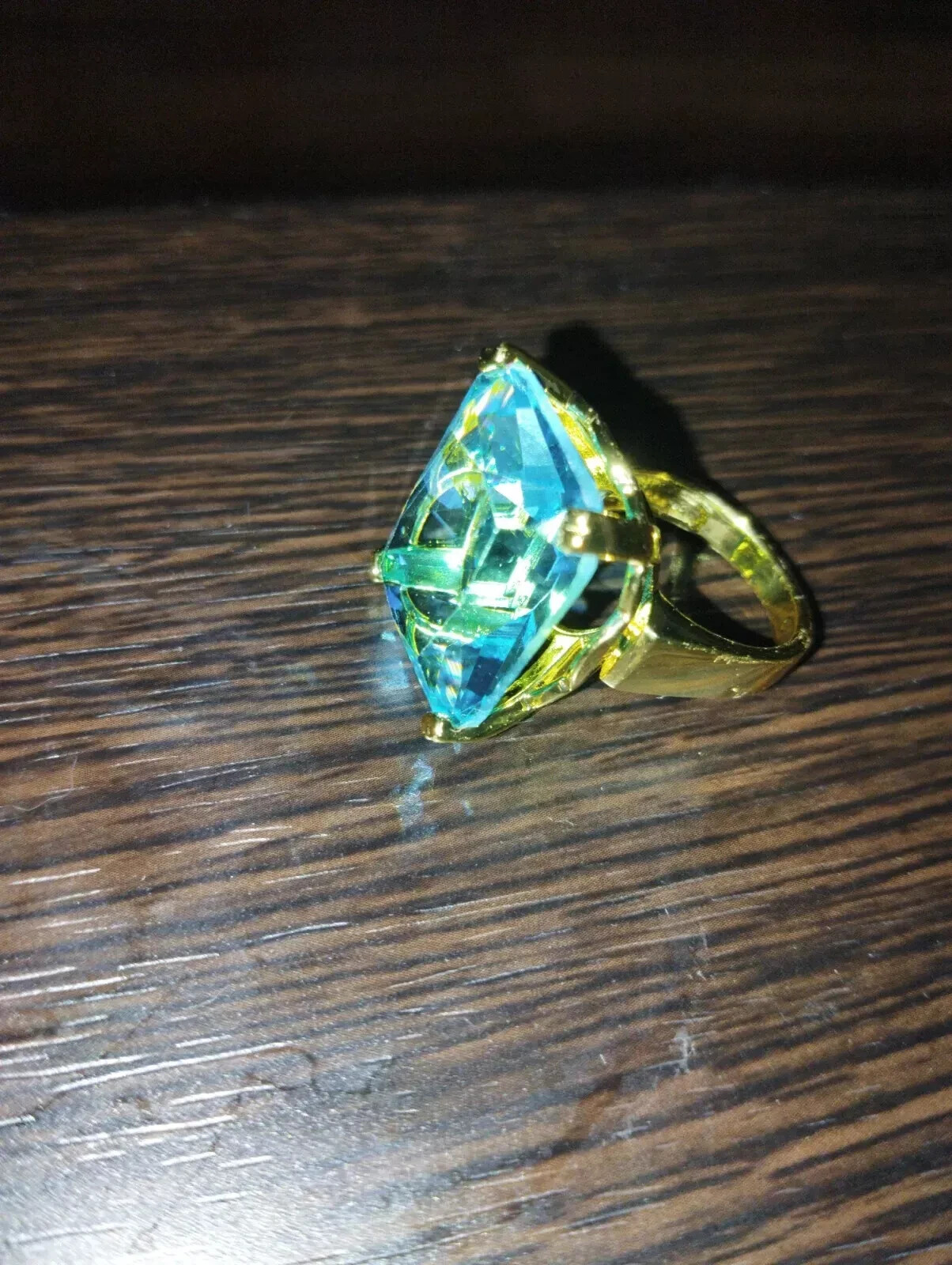 Big Rectangle Shape Rhinestone Rings For Women Aquamarin Princess Crystal Ring .