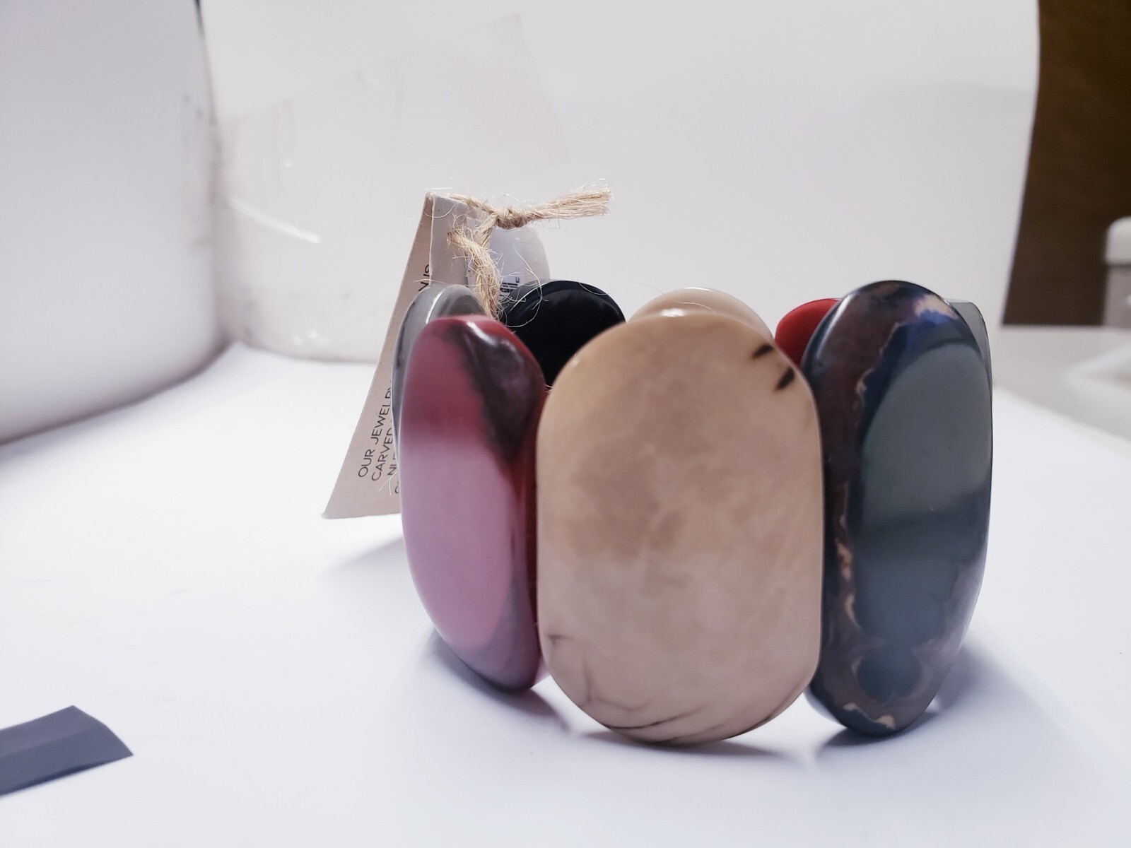 Tagua by Soraya Cedeno C arved lv0ry Bracelet COLOR Café con leche/Onyx 7″-7.5″