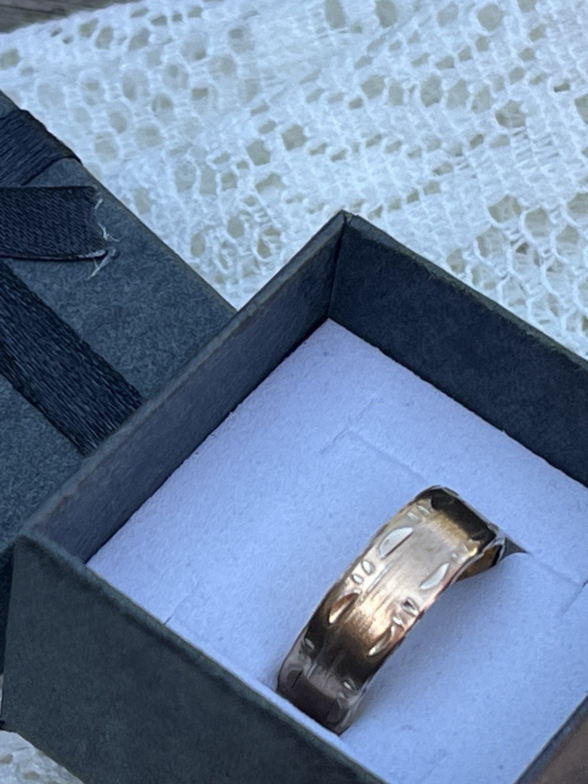 VINTAGE Hand-Chased Gold Fill Wedding Band Wide Ornate Stacking Ring SIGNED 6.25