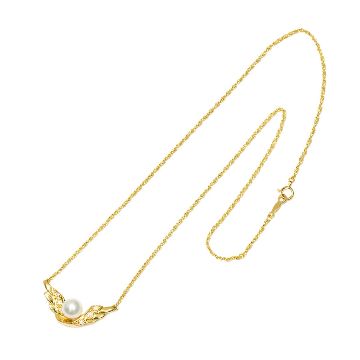 MIKIMOTO Akoya Pearl 6.9mm Diamond Necklace 18K YG 750 90318970