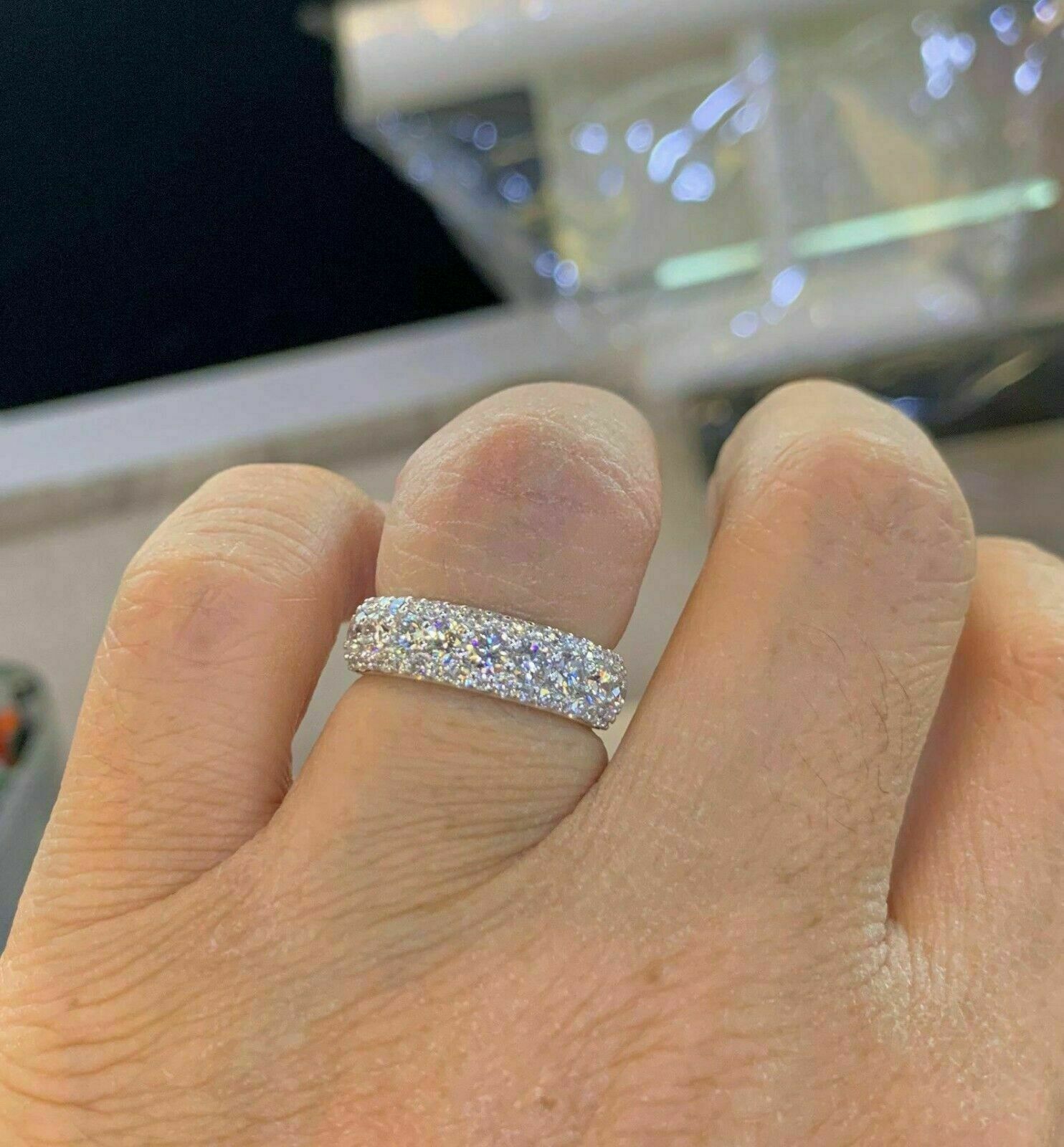 1.80Ct Round Cut lab created Diamond Eternity wedding Band 14K White Gold Over