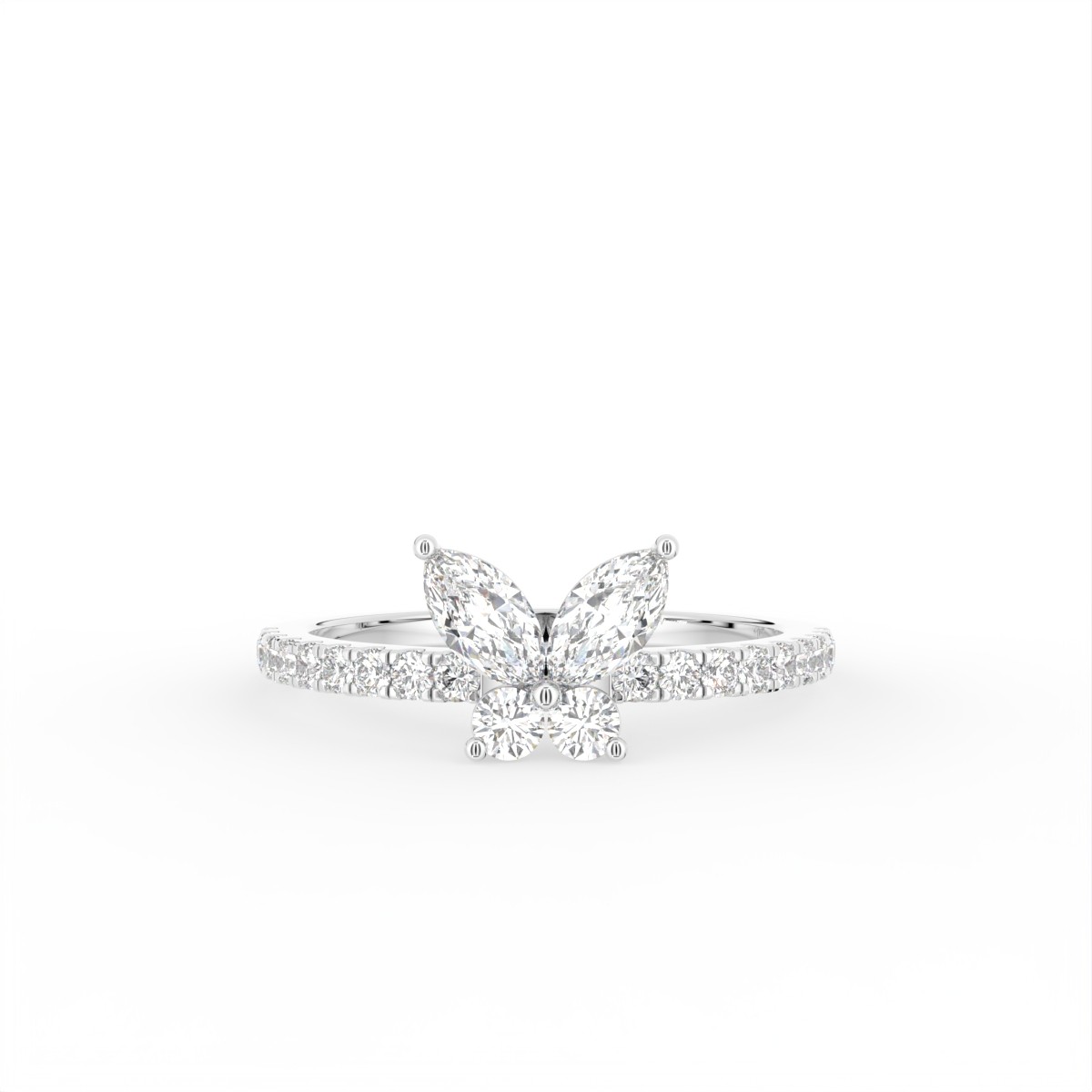 14K Yellow Gold Marquise/Round Lab Grown Diamond Wedding Ring 0.58ct
