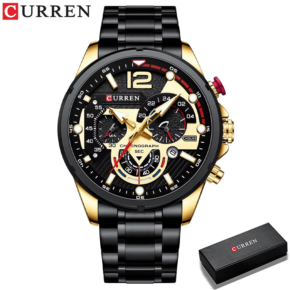 Men’s Casual Business Chronograph Watch Waterproof Stainless Steel Quartz