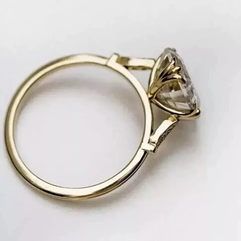 Art Deco Style 3.5Ct Asscher Cut Lab Created Diamond Engagement 14K Gold FN Ring