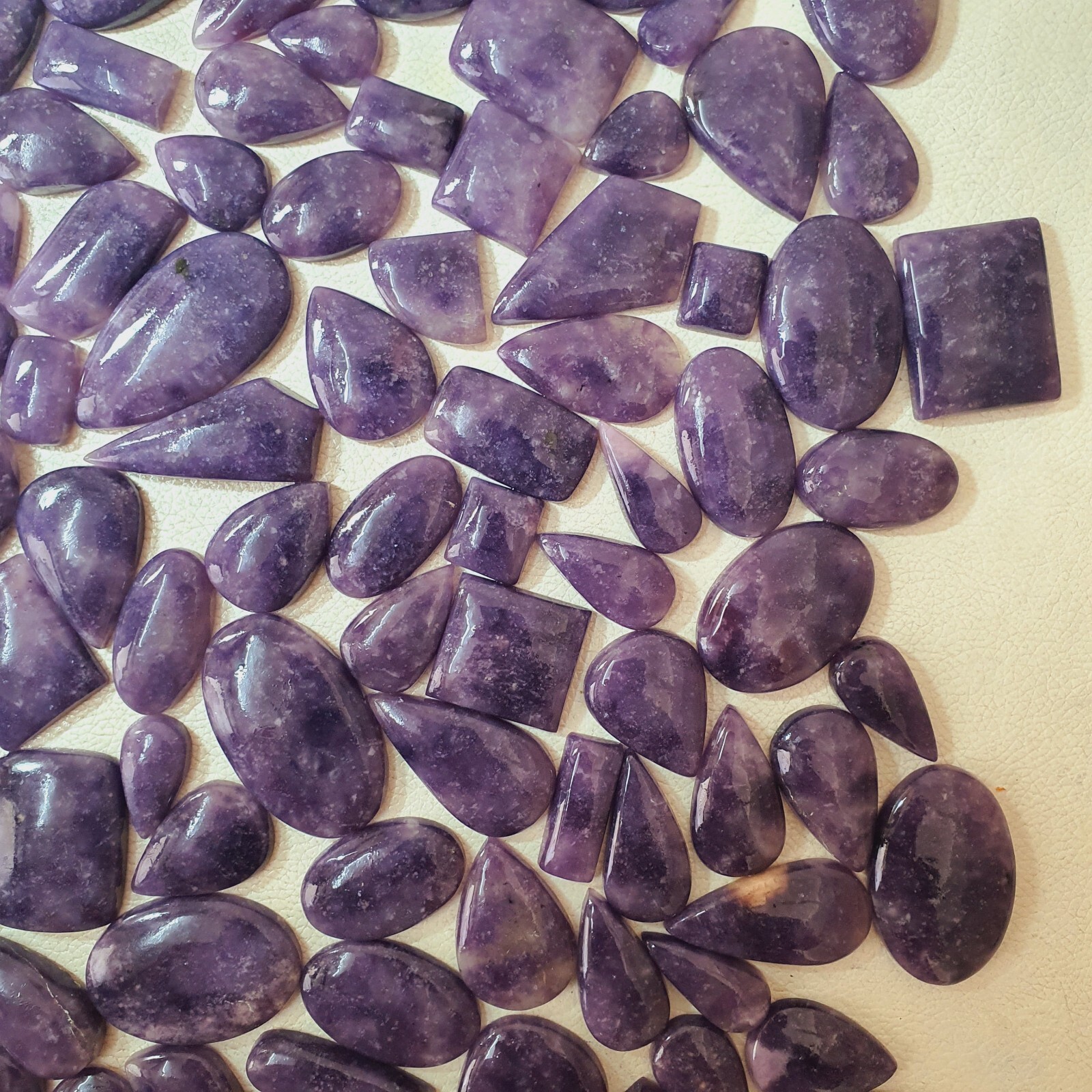 Natural Lepidolite Loose Gemstone For Earrings Making Cabochon