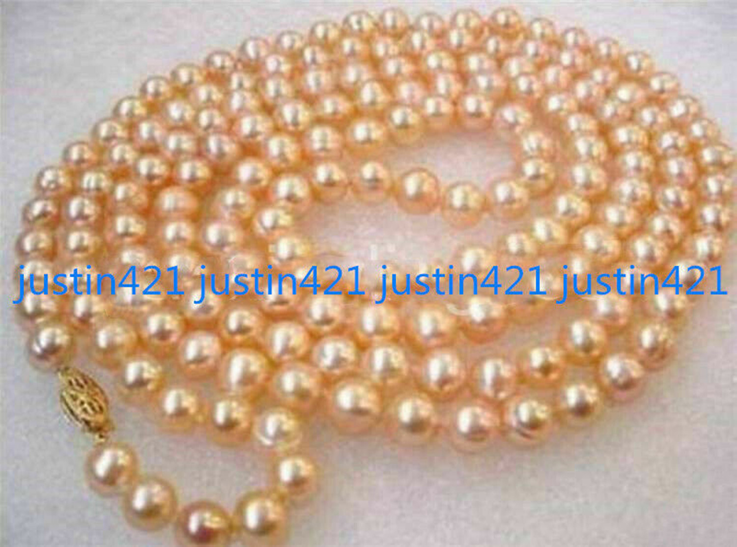 Real 7-8mm Natural Pink Freshwater Cultured Pearl Necklace 36 inch