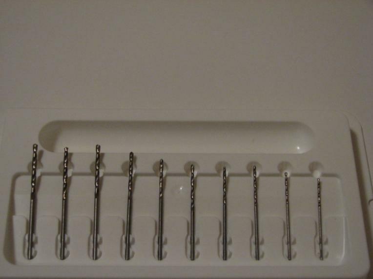 Watchmaker drill bits set 20 pieces Ø 1.0 – 2.2 mm drill set. New Old Stock