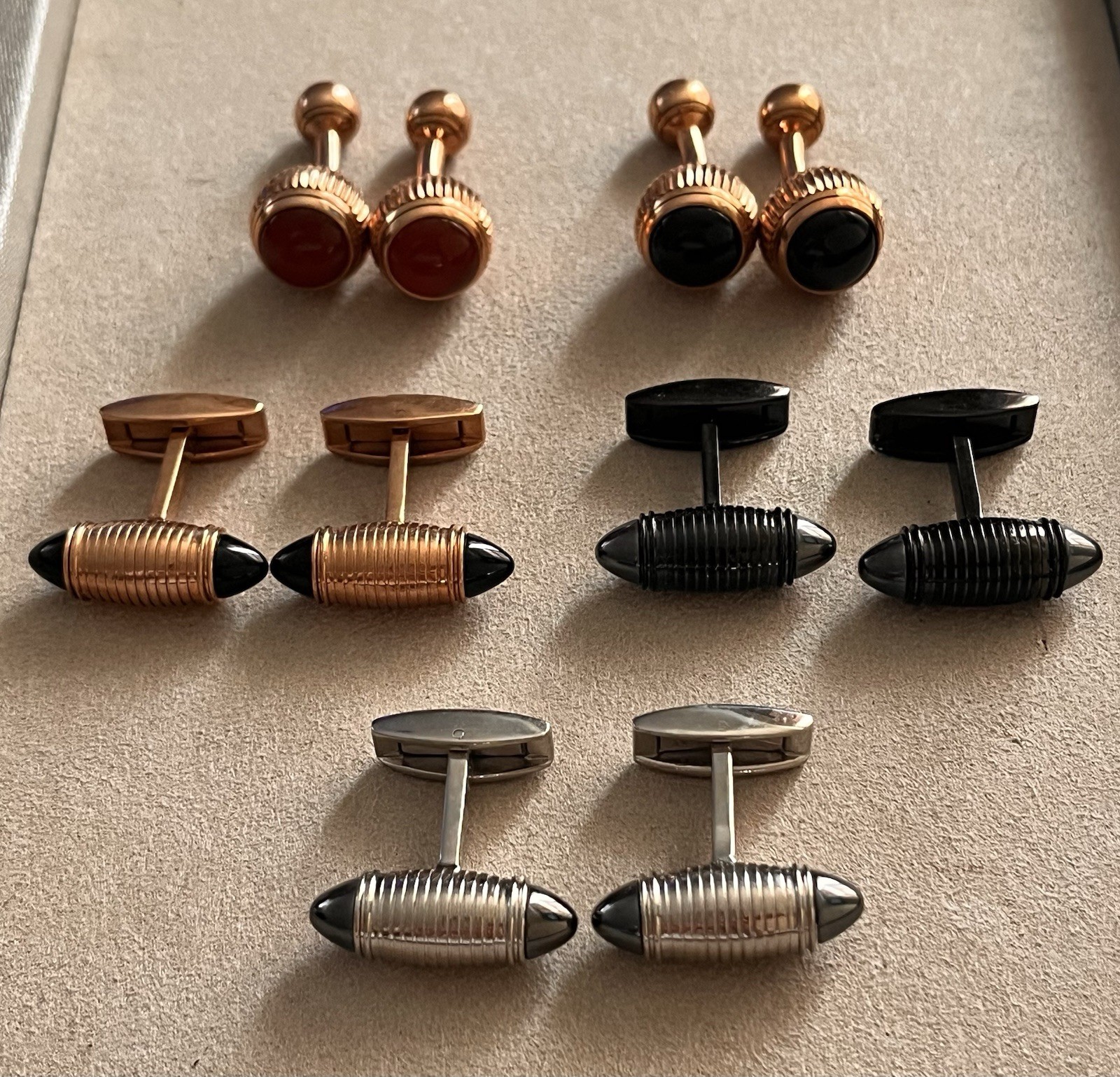 Colibri Lot Of 5 Pairs Of Cuff Links Rose Gold Plated/ Stainless steel