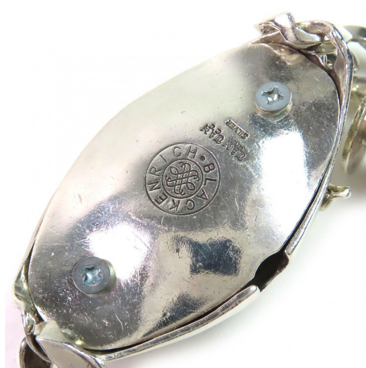 BLACKENRICH 925 Sterling Silver Fleur de Lis Watch Case Bracelet No Watch