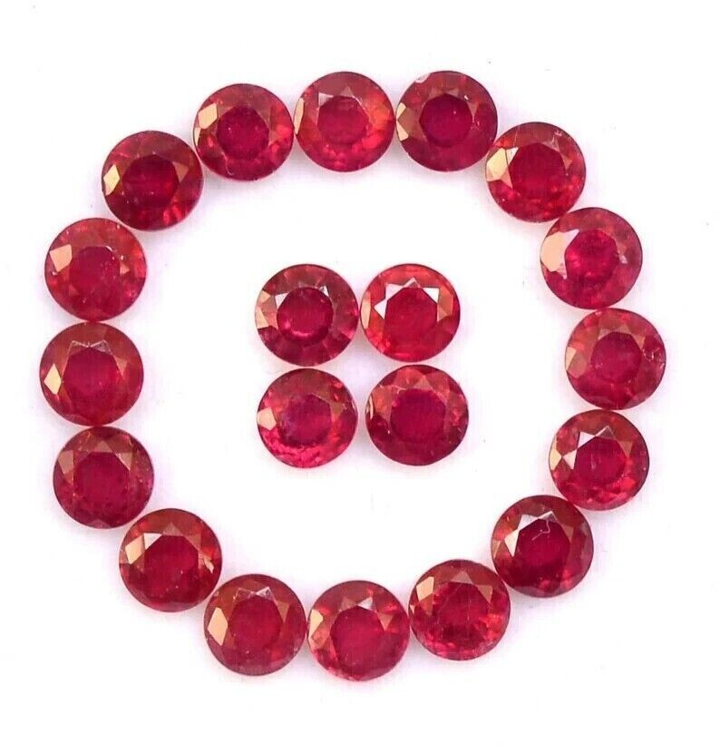 10.40 Ct Natural Red Ruby 4mm 20 Pcs Round Cut Loose Gemstone Certified.