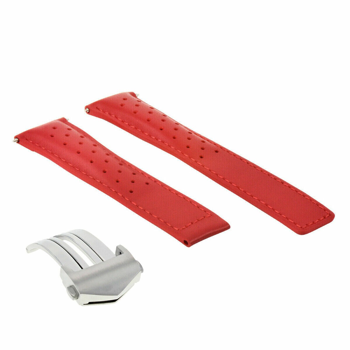 20MM LEATHER WATCH BAND FOR TAG HEUER CARERRA MONACO FORMULA F1 PERFORAT RED