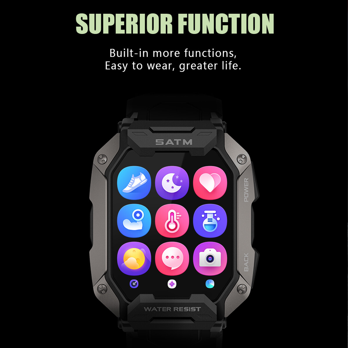 Waterproof Smart Watch Military Tactical Men Wristwatch Sports Fitness Tracker≮