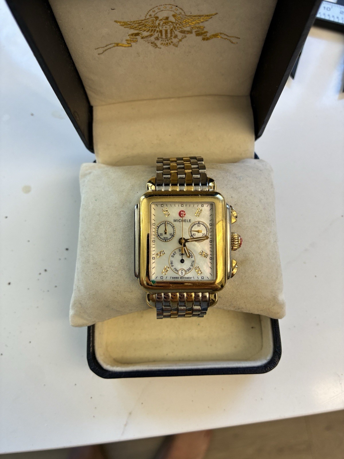 Michele Deco MOP Diamond Dial Two-Tone Steel Ladies Watch (MWW06A000779)