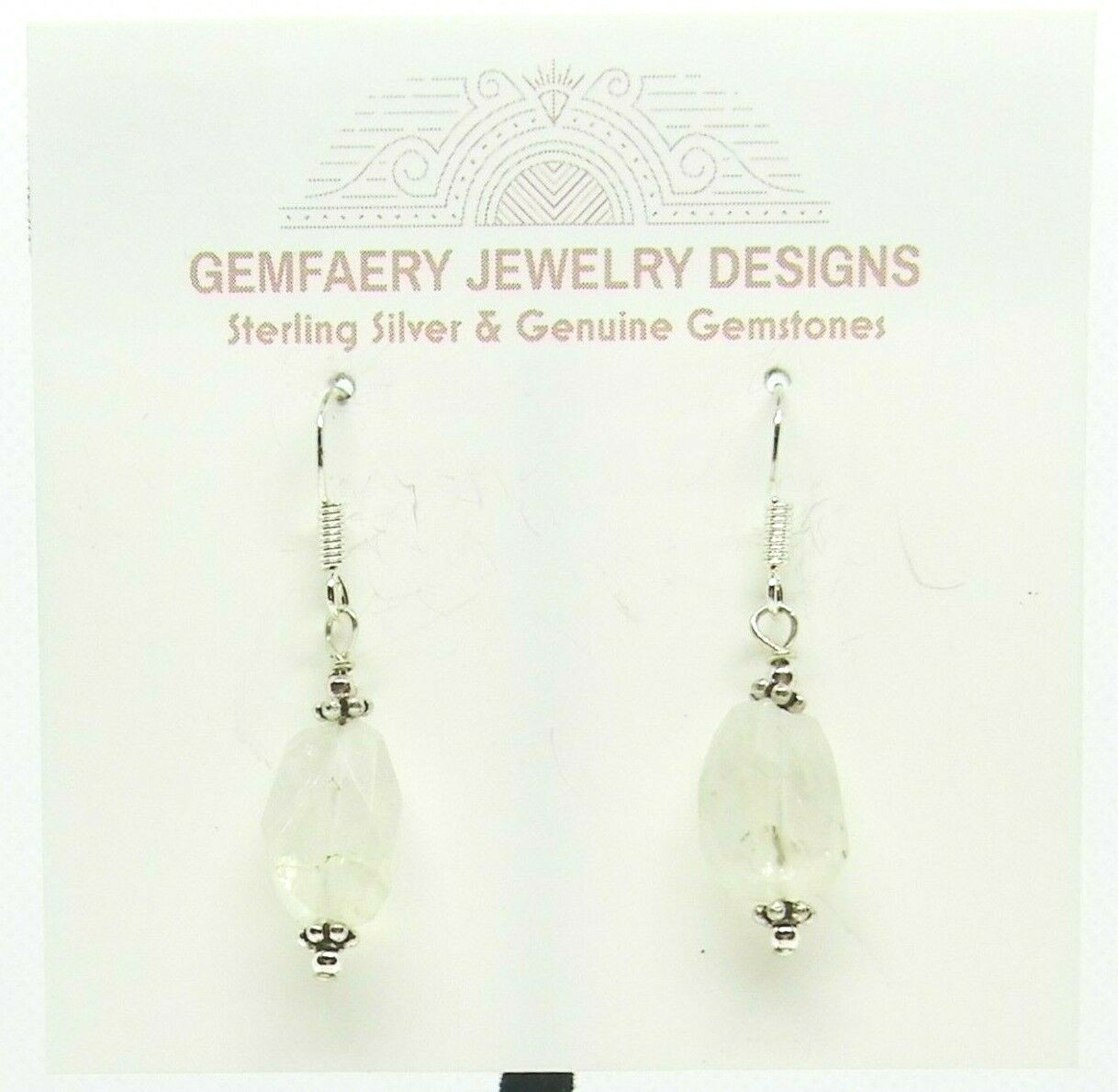 Sterling Silver Faceted RAINBOW MOONSTONE Dangle Earrings #5337…Handmade USA