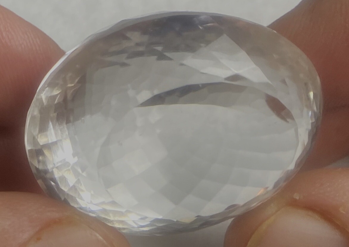 Silver Quartz Huge Clear Gem Portuguese Cut 26.4 Grams 132 Carats