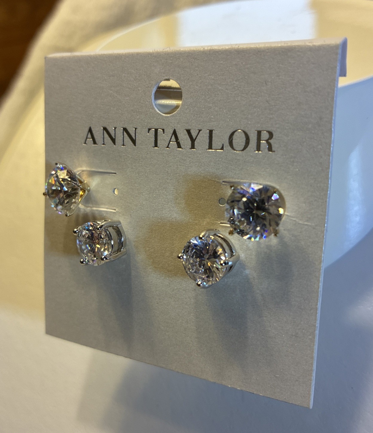 Ann Taylor~LOFT~Women’s~Stud Earrings~Faux Diamonds~Set Of 2 Pairs~NWT