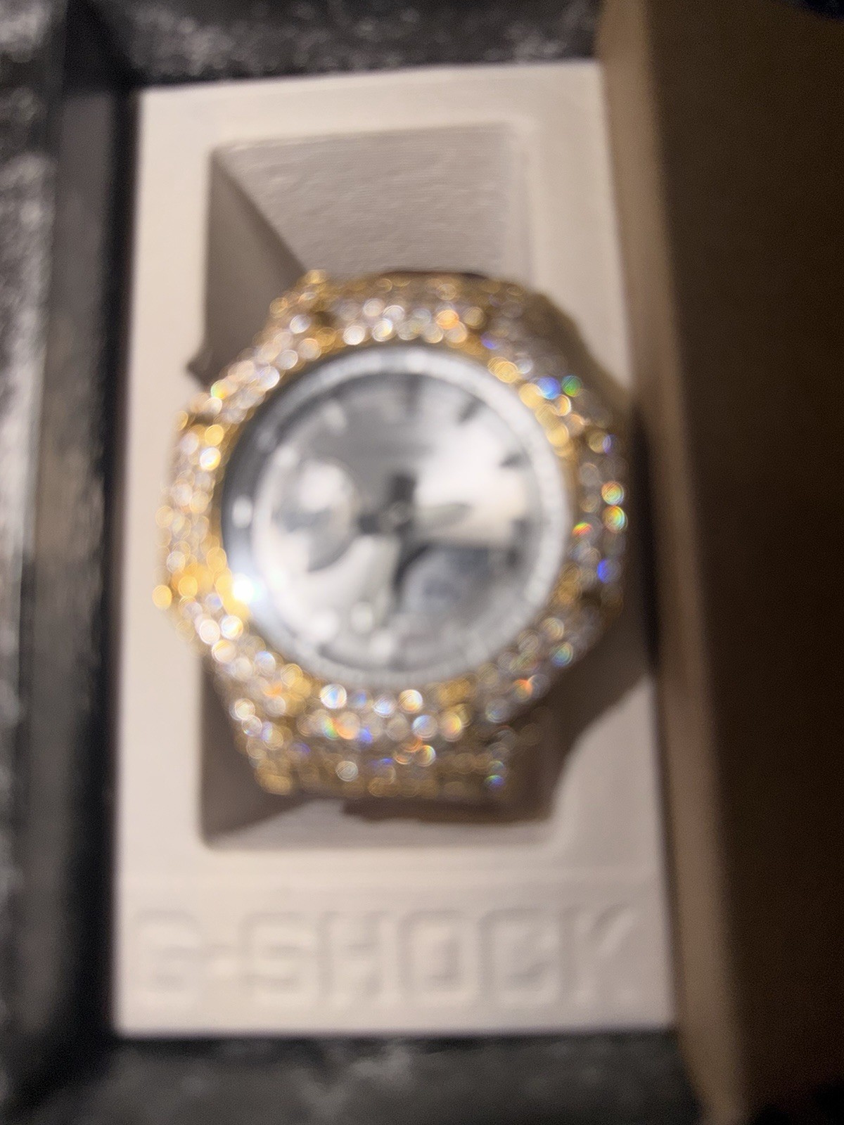 Red And Clear Gshock GA2100 With Custom Moissanite Gold Diamond Bezel