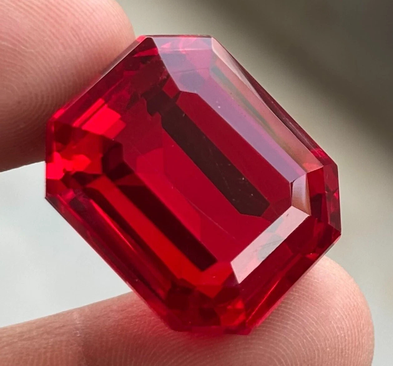 Emerald Cut 98+ Ct Blood Red Ruby Mozambique Natural Gemstone For Pendant Making