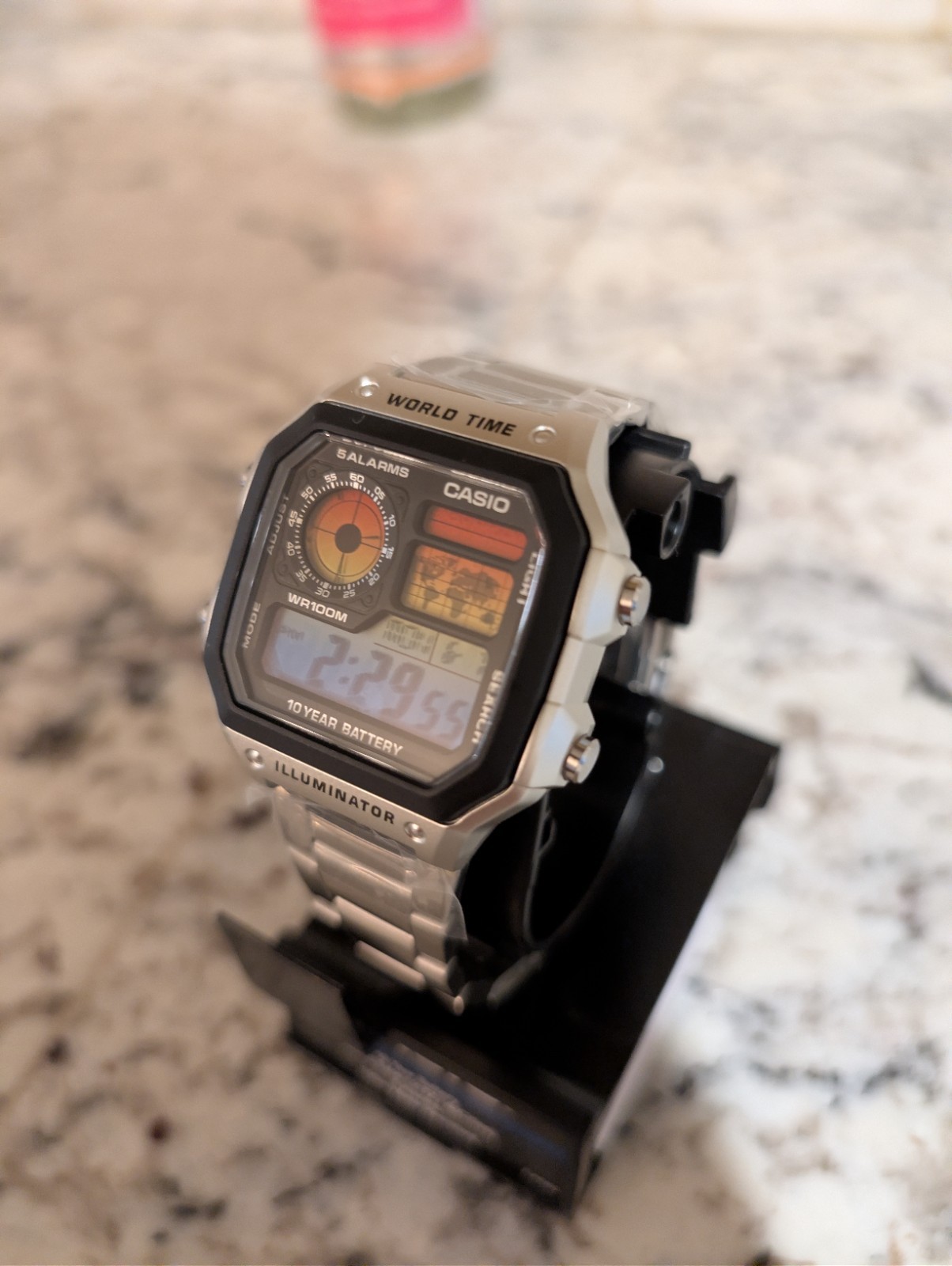CASIO AE-1200WHD 1-A. Ocean Sunset Mod Casio Royale World time watch Gradient