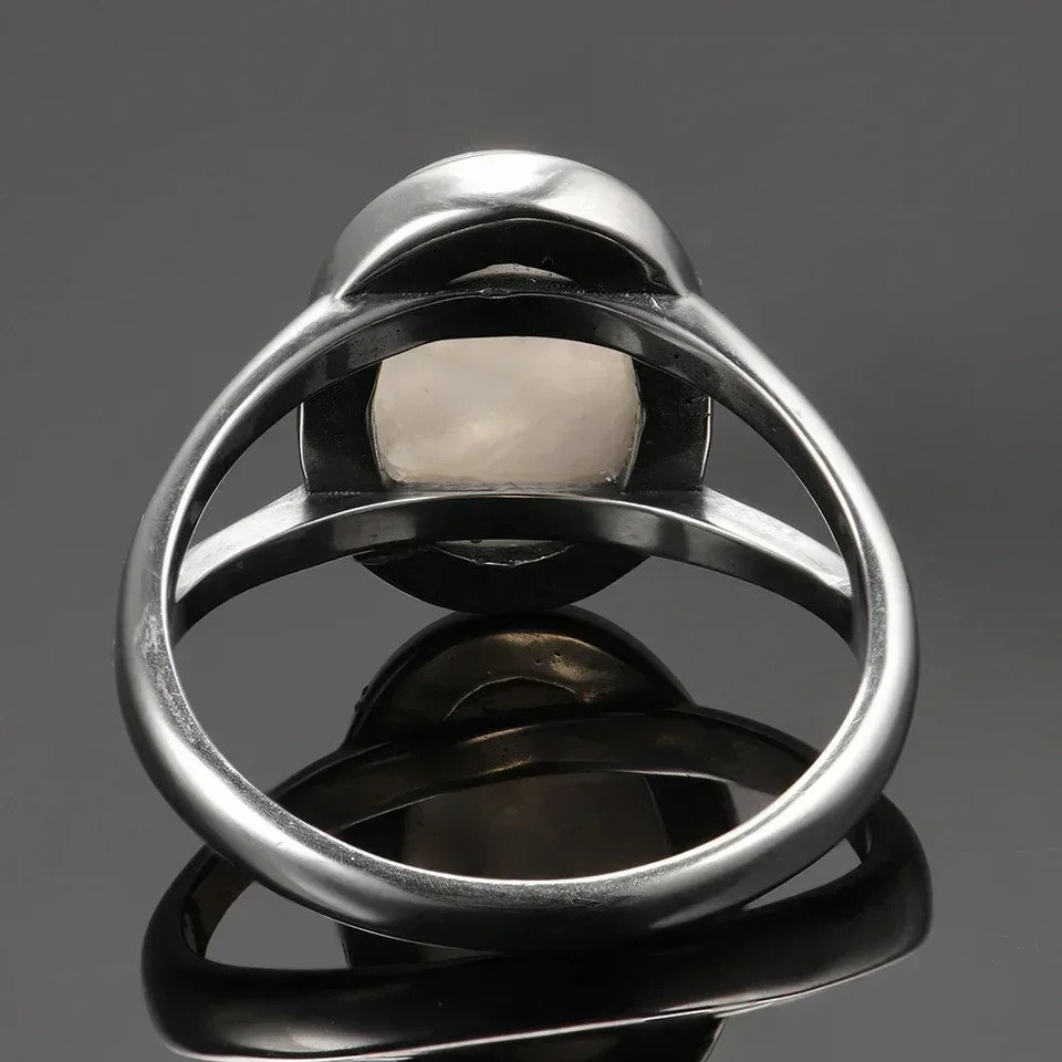 Moonstone Ring Sterling Silver Oval Tension Mount Vintage Wedding Women Jewelry